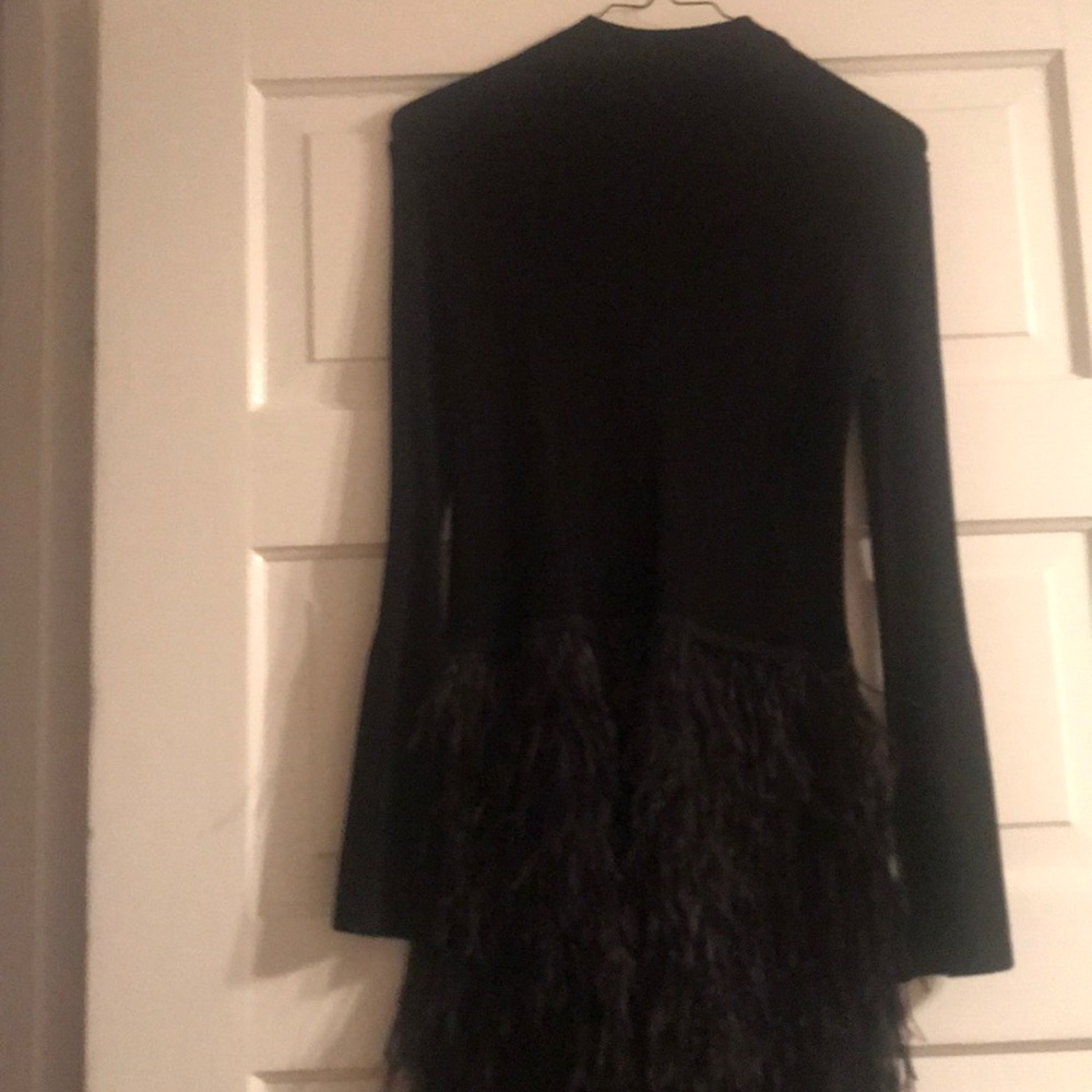 Never worn black sweater with feathers dress
